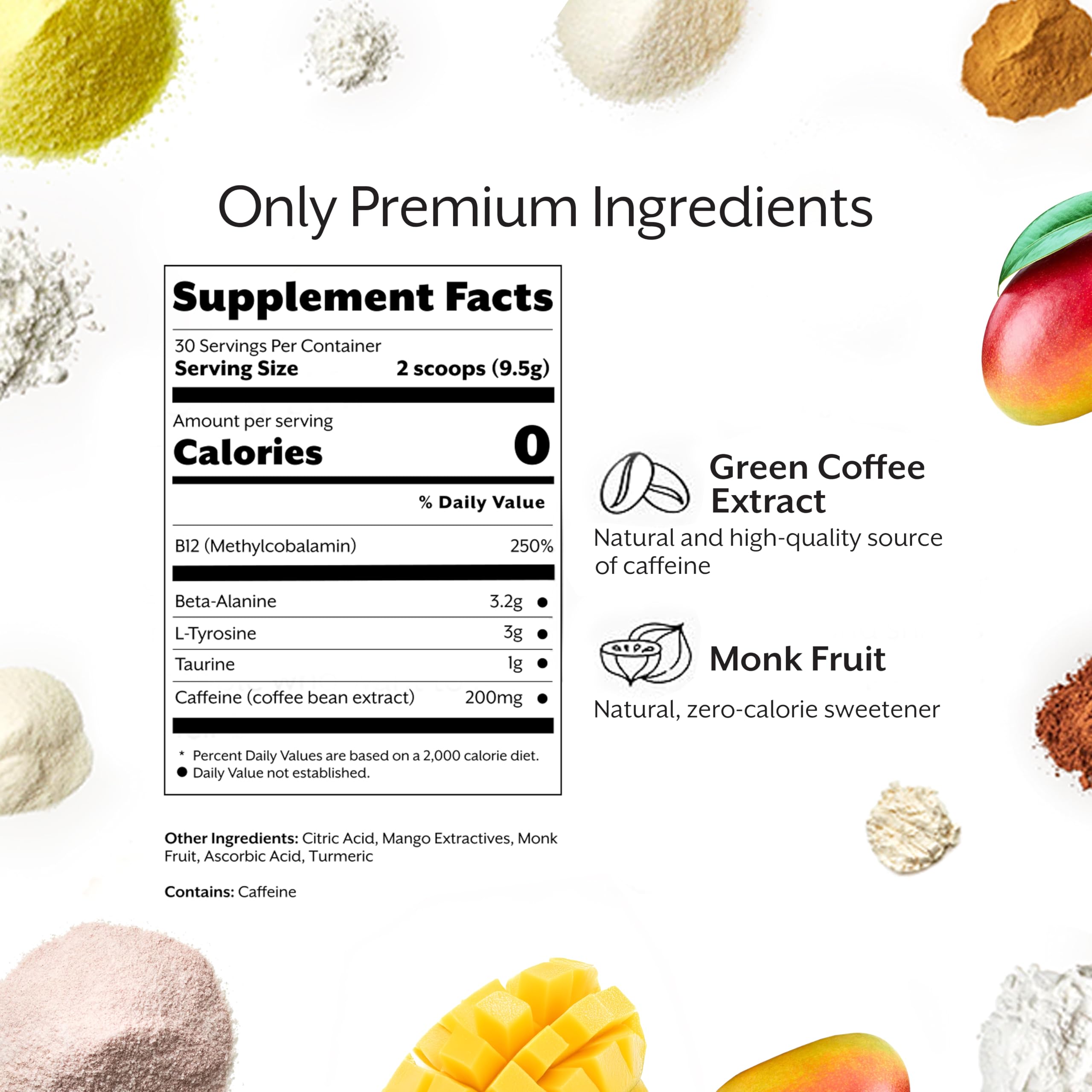 ProMix Nutrition cucharada con polvo mango, textura fina y mezcla instantánea