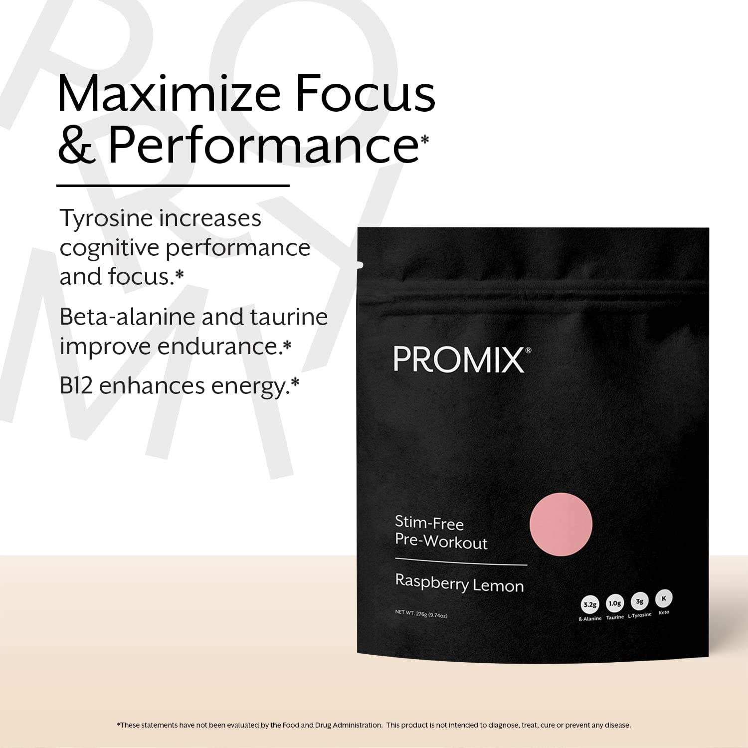 ProMix Nutrition primer plano de la textura fina del polvo, mezcla instantánea
