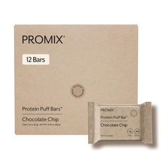 Promix Nutrition empaque frontal chocolate mostrando 12 barras y beneficio nutricional