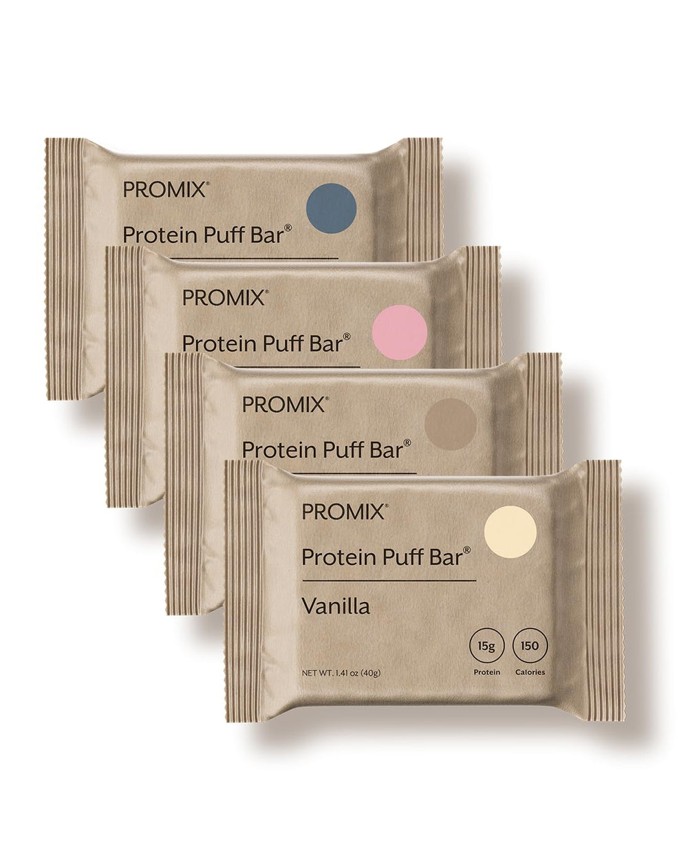 ProMix Nutrition caja frontal con 12 barras, presentación atractiva y conveniente