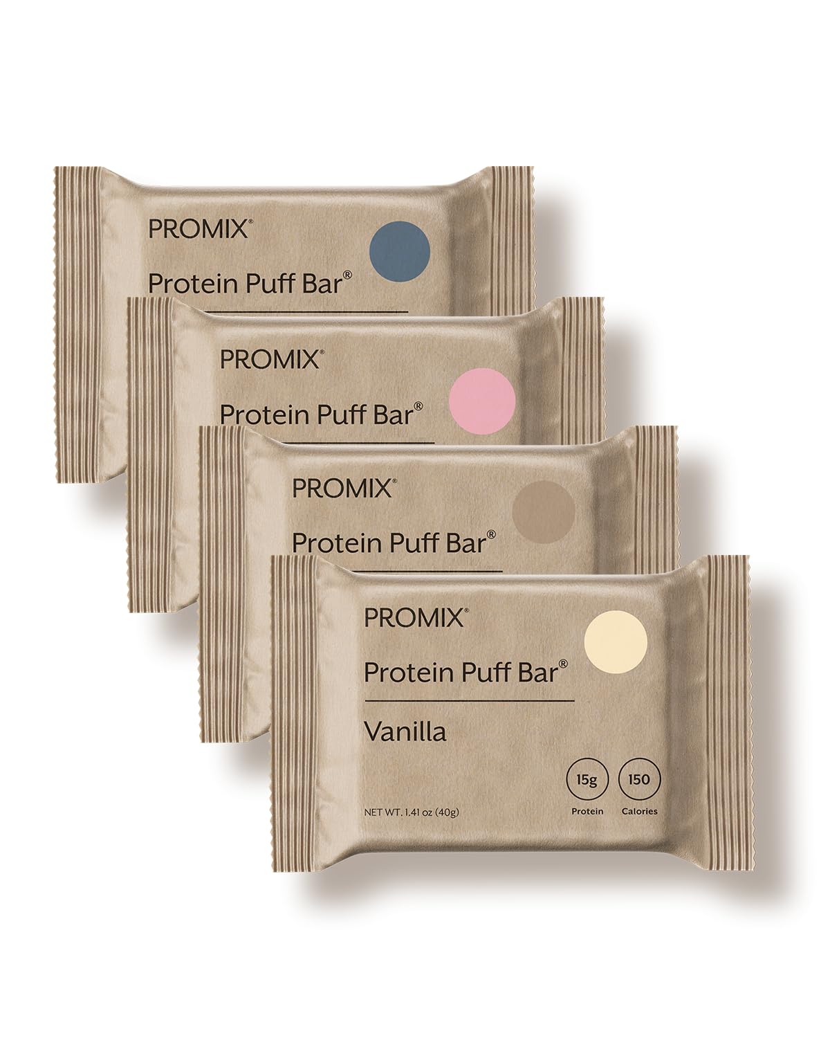 ProMix Nutrition caja frontal con 12 barras, presentación atractiva y conveniente