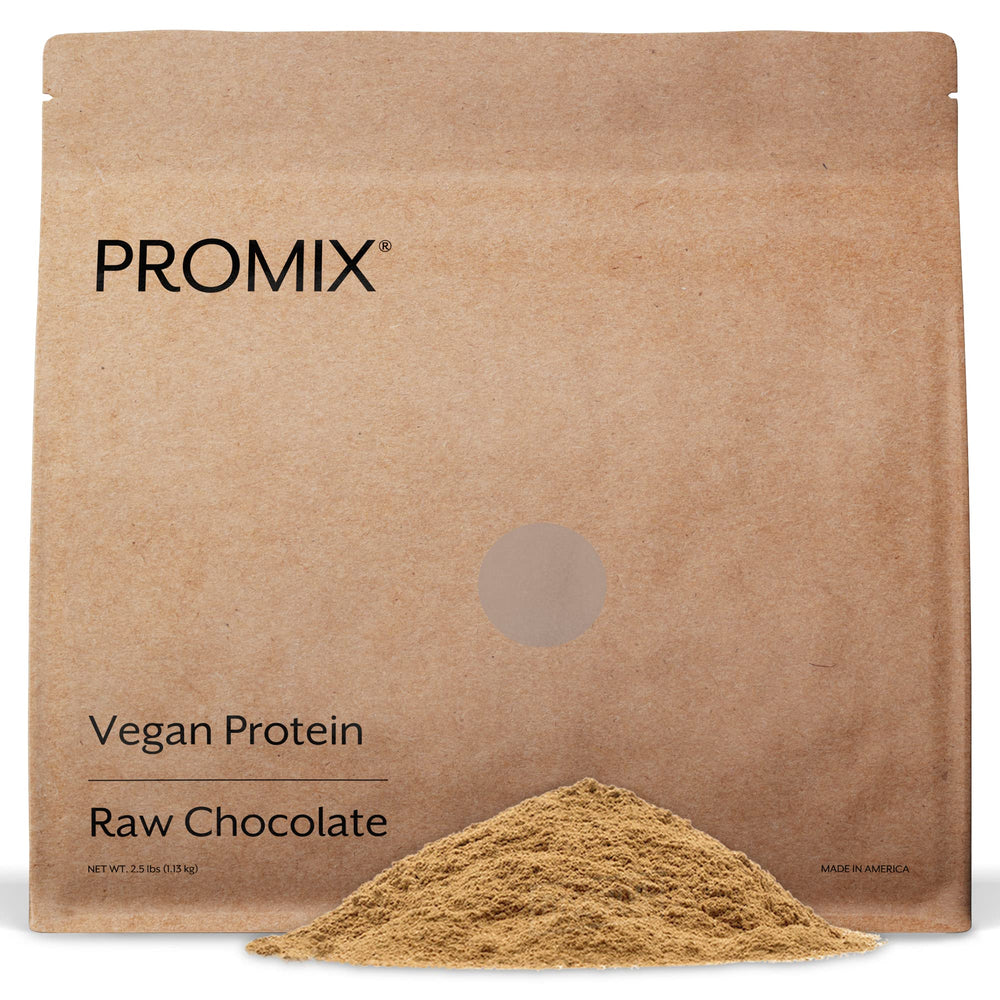 ProMix frasco frontal mostrando sabor Raw Chocolate y claridad de ingredientes