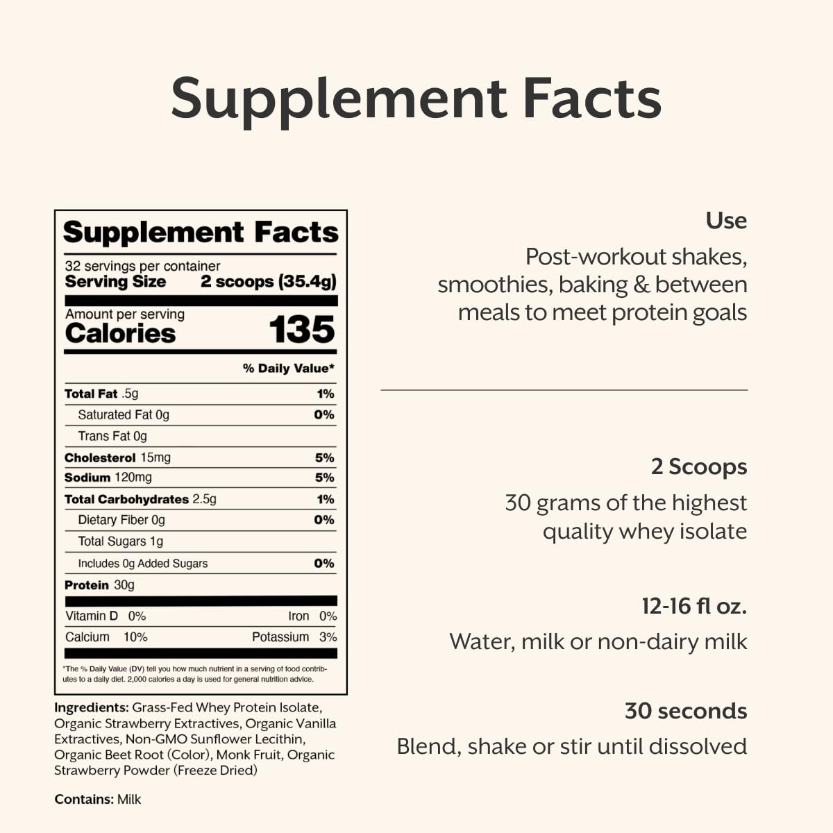 Etiqueta nutricional de ProMix Nutrition con información de 30g proteína por porción