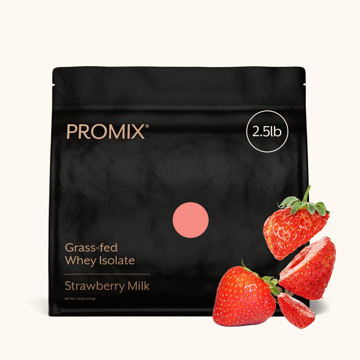ProMix Nutrition frasco frontal mostrando sabor Strawberry Milk y diseño claro