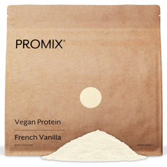 ProMix envase frontal mostrando sabor vainilla y tamaño 2.5 lb, beneficio claridad de ingredientes