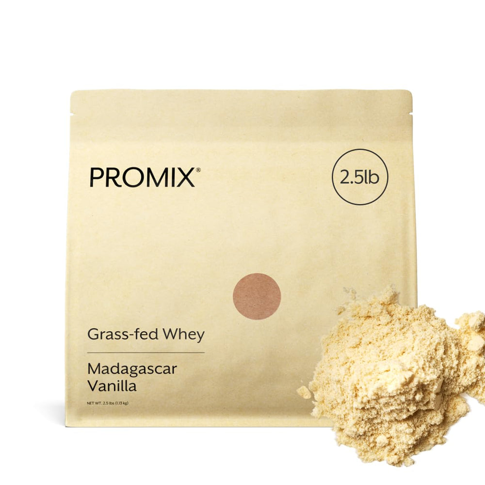 ProMix Nutrition frente del envase mostrando 2.5 lb y sabor vainilla, presenta confianza en calidad