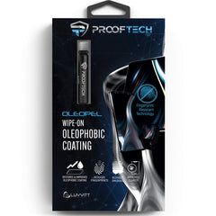 ProofTech frasco OLEOPEL frontal mostrando el envase y beneficio anti-huellas