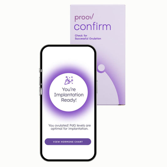 Proov confirm frontal del empaque mostrando confianza y claridad