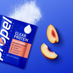 Propel bebida clara en vaso, refresco bajo en calorías y sin azúcar