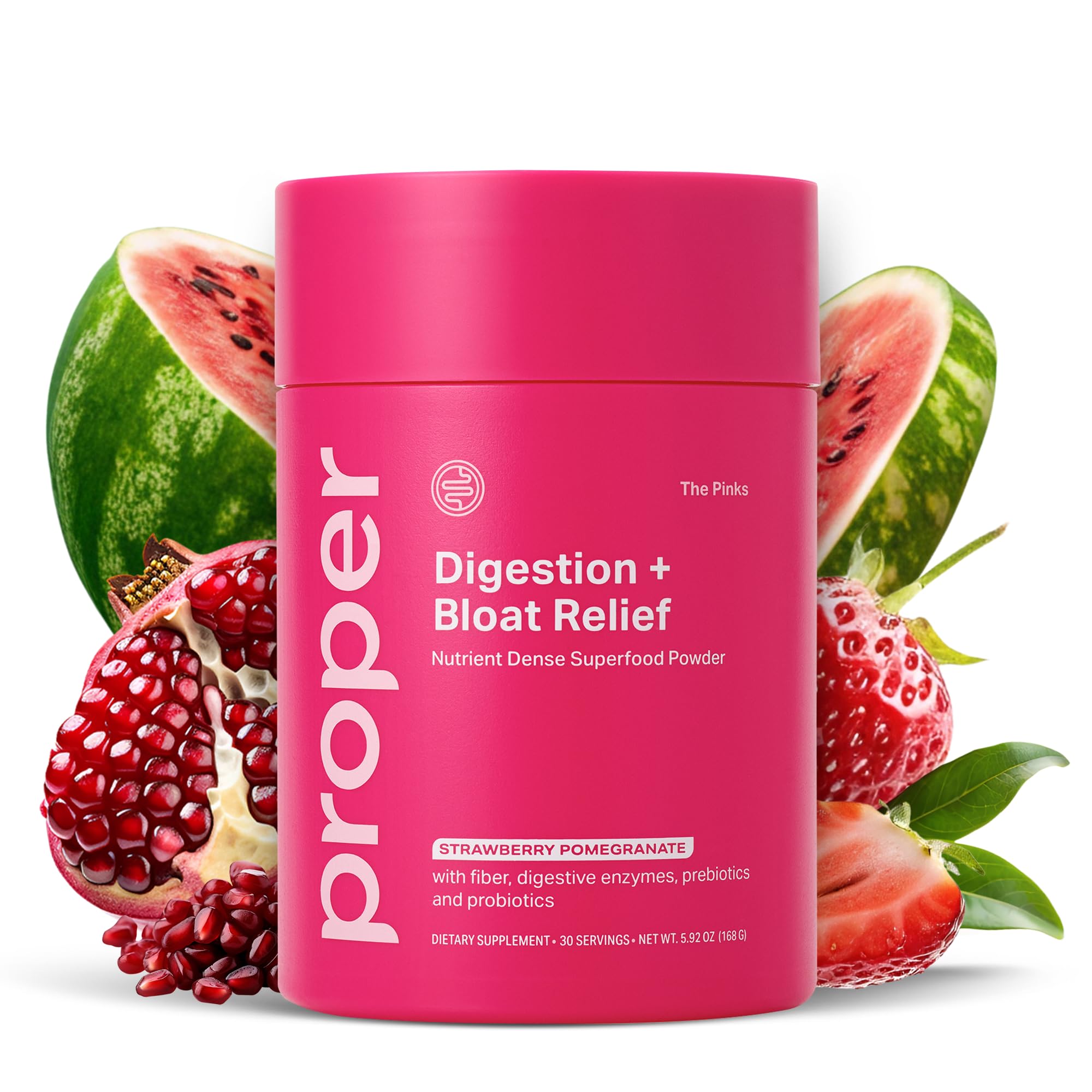 Proper The Pinks frente del envase mostrando diseño y beneficio digestivo