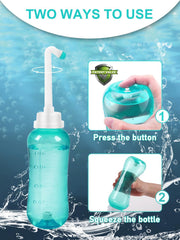 PropoDusche uso en viaje mostrando limpieza discreta en público