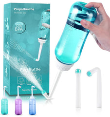 PropoDusche vista frontal del bidé portátil con tapa segura y capacidad 500 ml