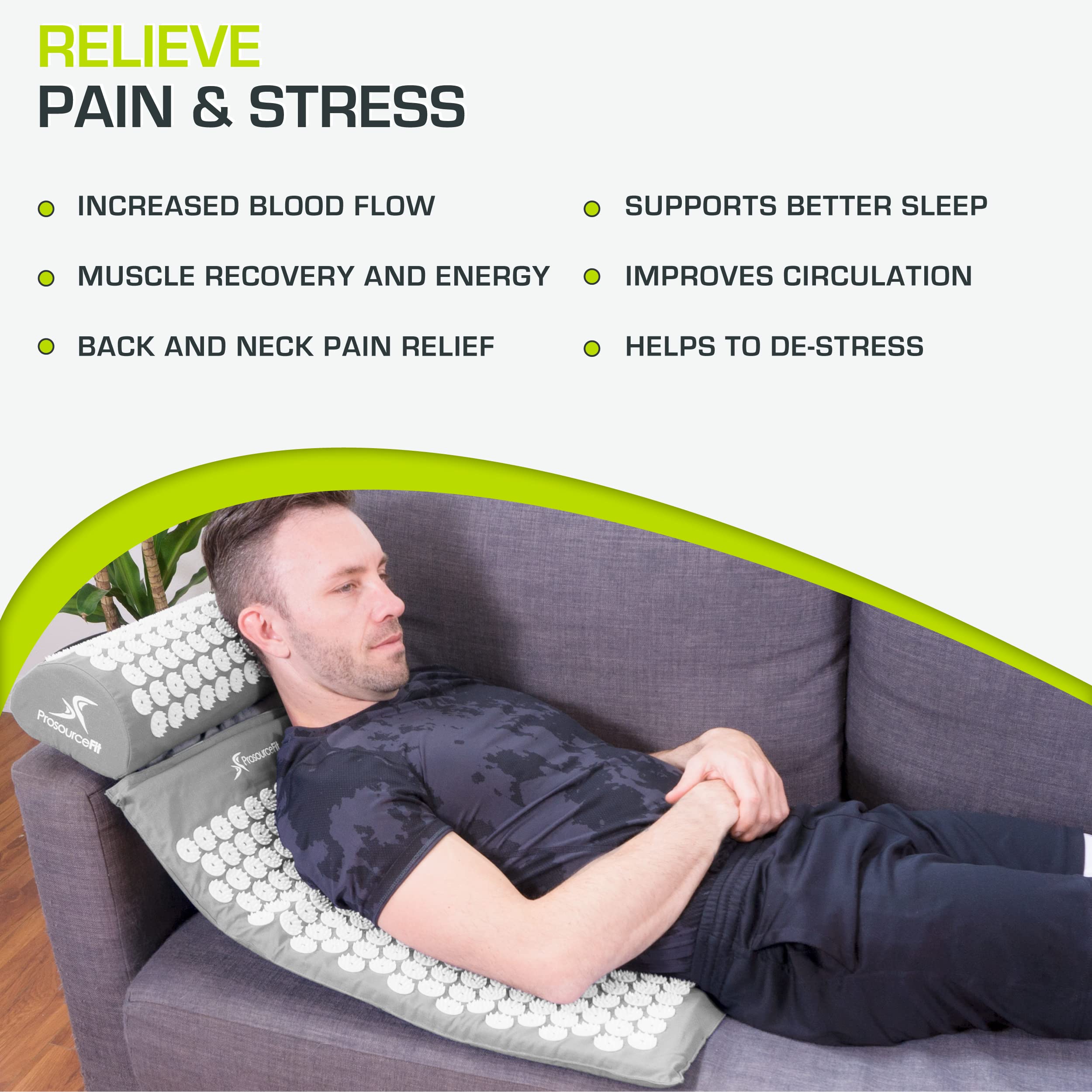 ProSource uso en espalda con almohada cervical para relajación y recuperación muscular