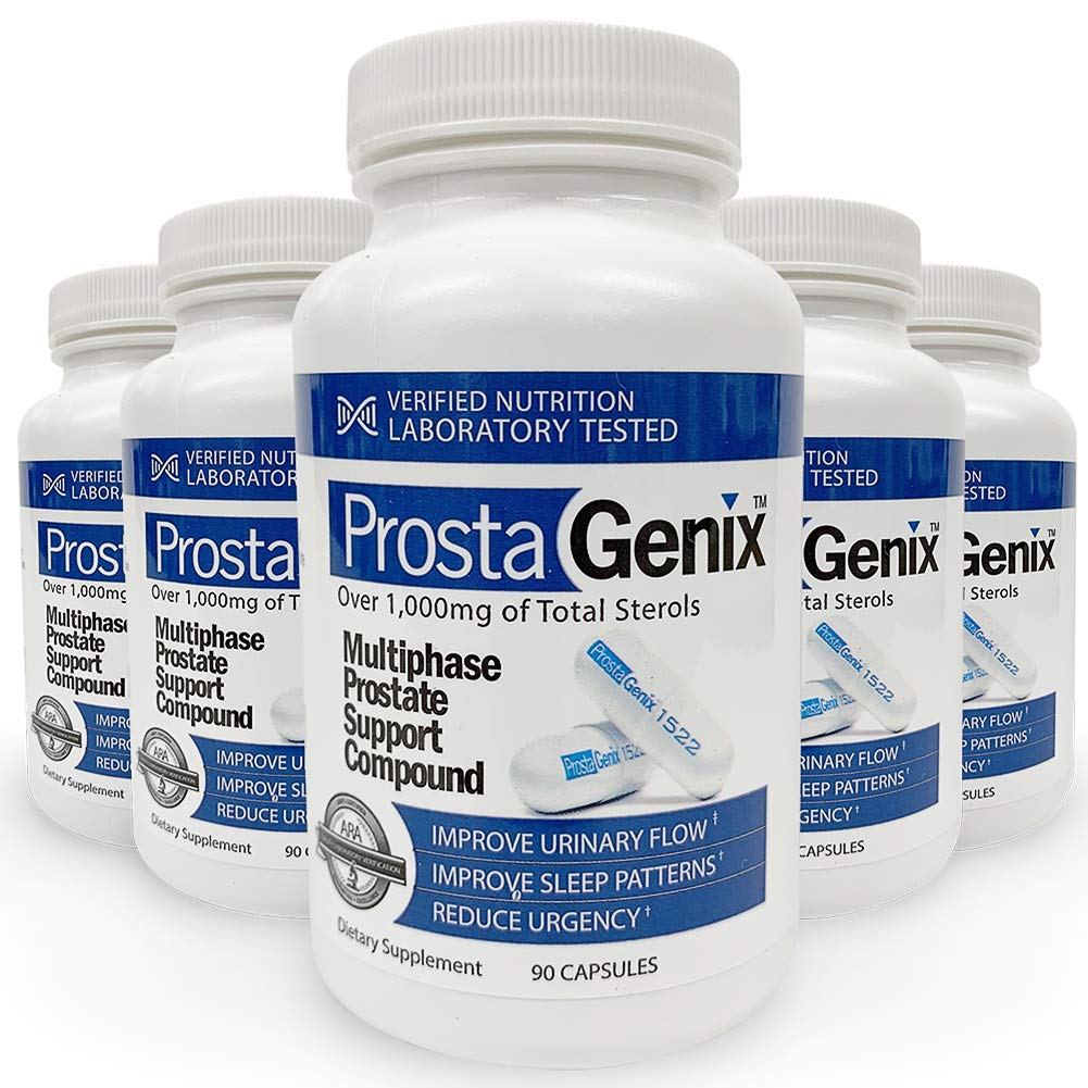 ProstaGenix frasco frontal mostrando etiqueta clara y beneficios visibles