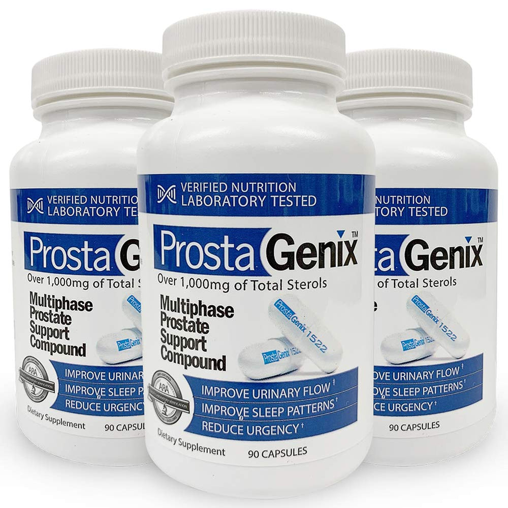 ProstaGenix frasco frontal mostrando el envase y apoyo prostático