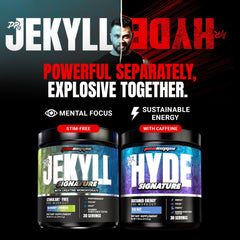 ProSupps Dr. Jekyll en gimnasio antes de entrenar mostrando mayor potencia