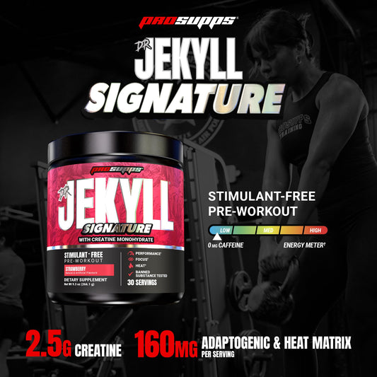 ProSupps Dr. Jekyll polvo textura en cuchara indicando mezcla suave