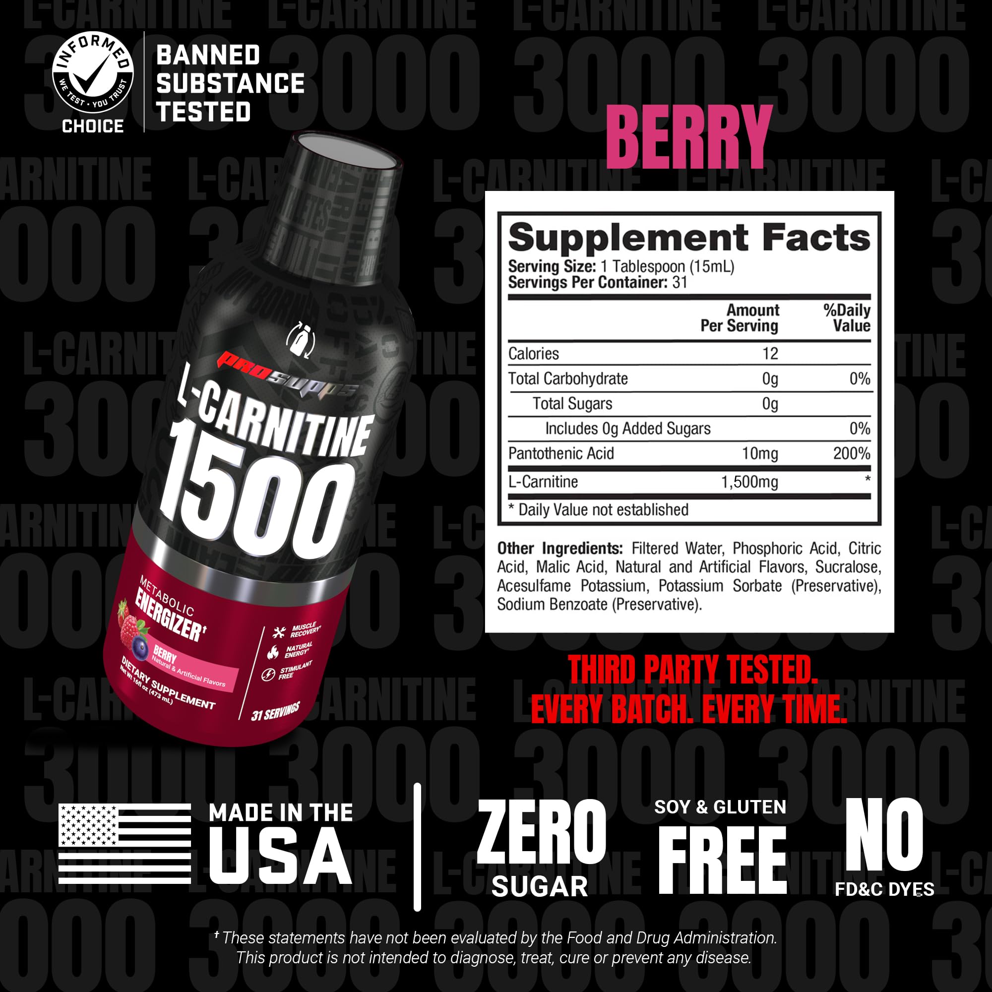 ProSupps L-Carnitine botella abierta y cucharada lista para medir dosis