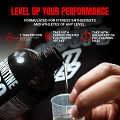 ProSupps L-Carnitine comparación de tamaño con mano para referencia de escala