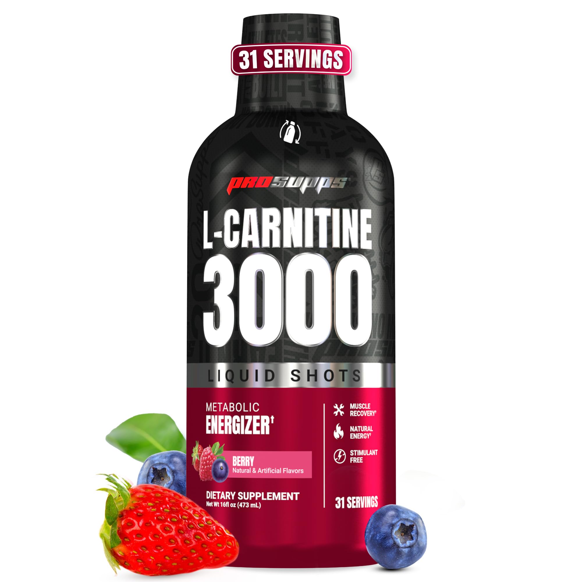 ProSupps L-Carnitine frontal del envase muestra diseño y porciones