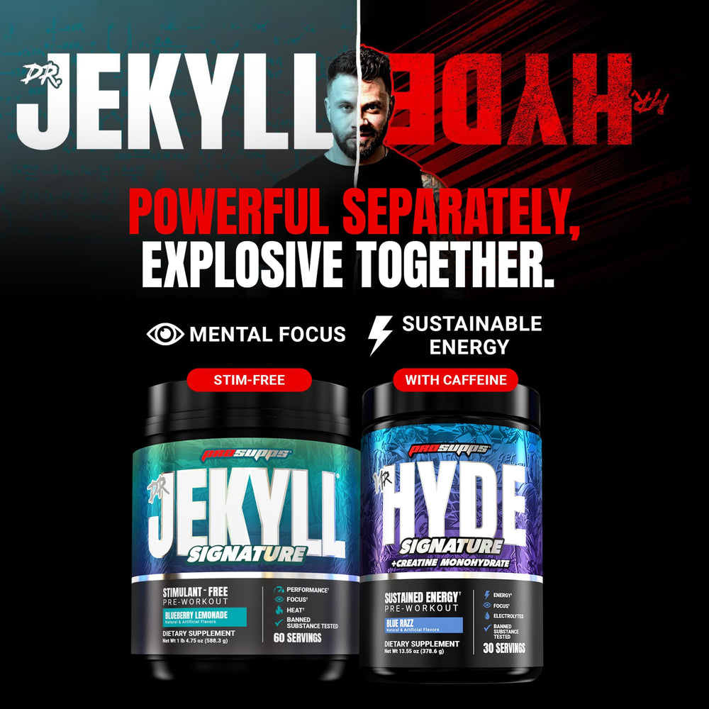 ProSupps Mr. Hyde tamaño comparado con mano para referencia de volumen