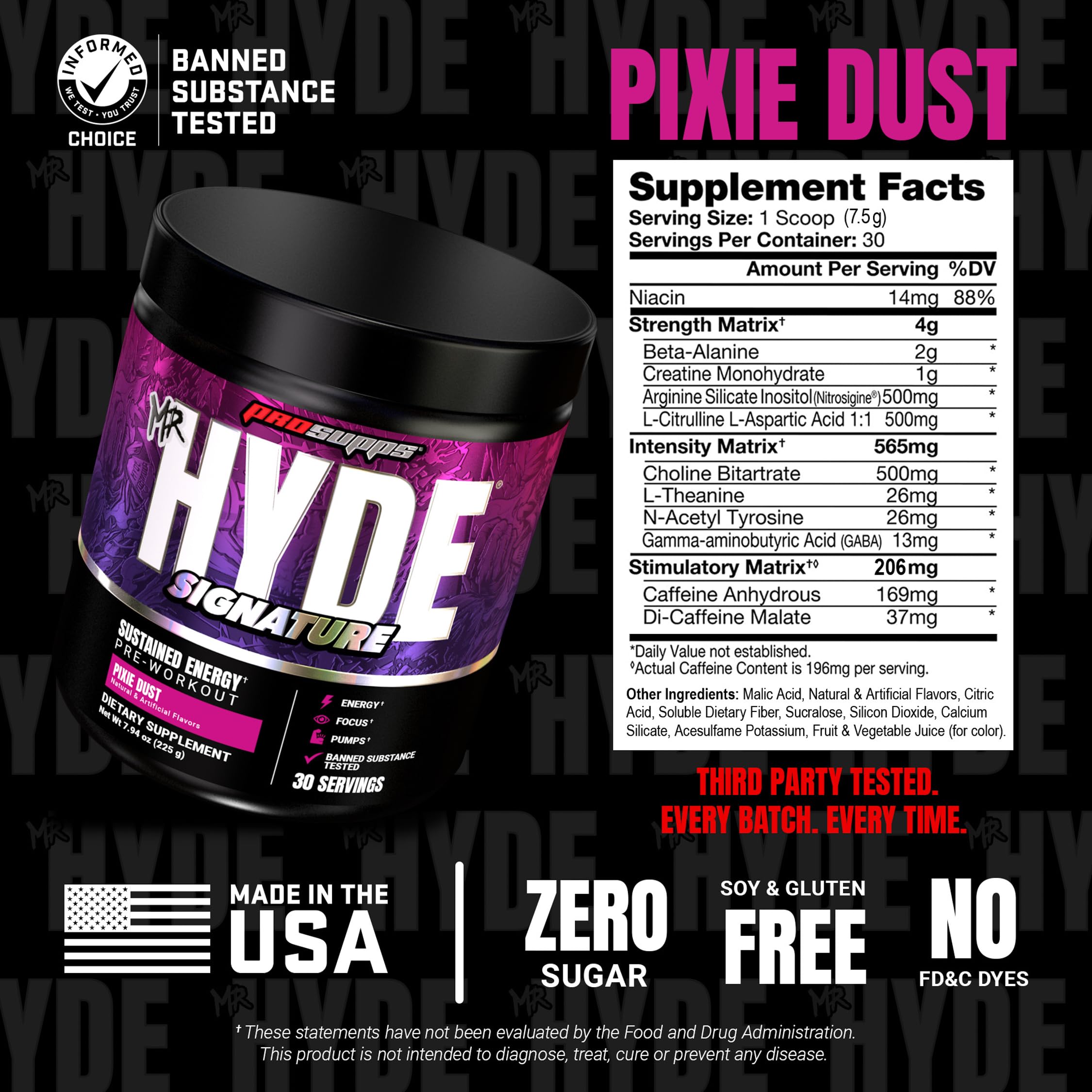 ProSupps Mr. Hyde etiqueta con ingredientes, transparencia y pureza