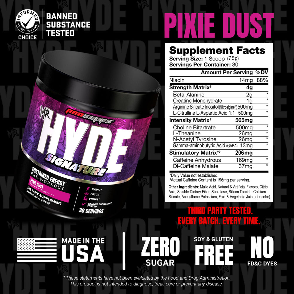 ProSupps Mr. Hyde etiqueta con ingredientes, transparencia y pureza