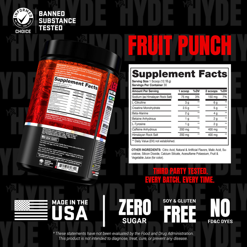 ProSupps Mr. Hyde etiqueta trasera ingredientes transparente y pureza