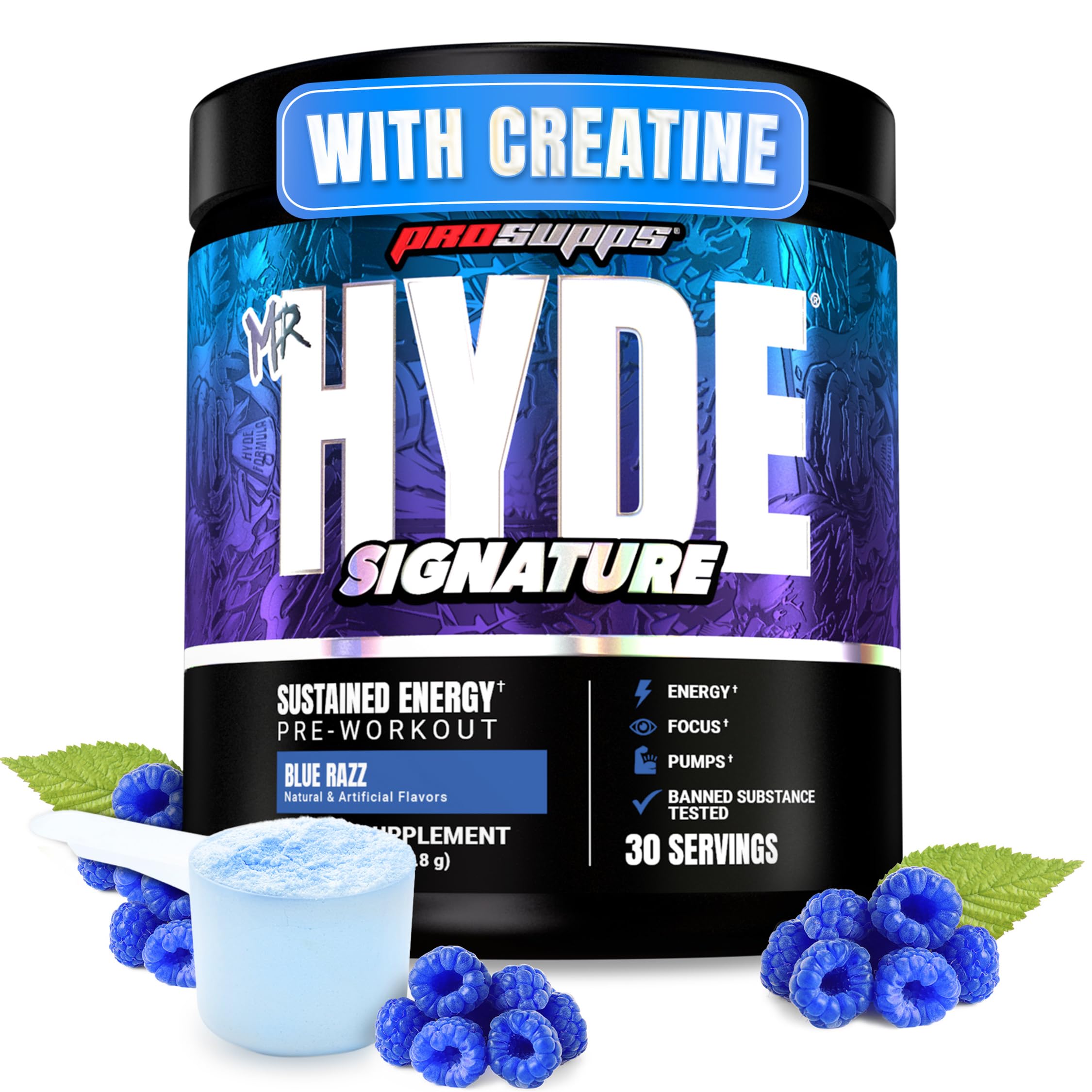 ProSupps Mr. Hyde frontal del envase mostrando sabor y porciones
