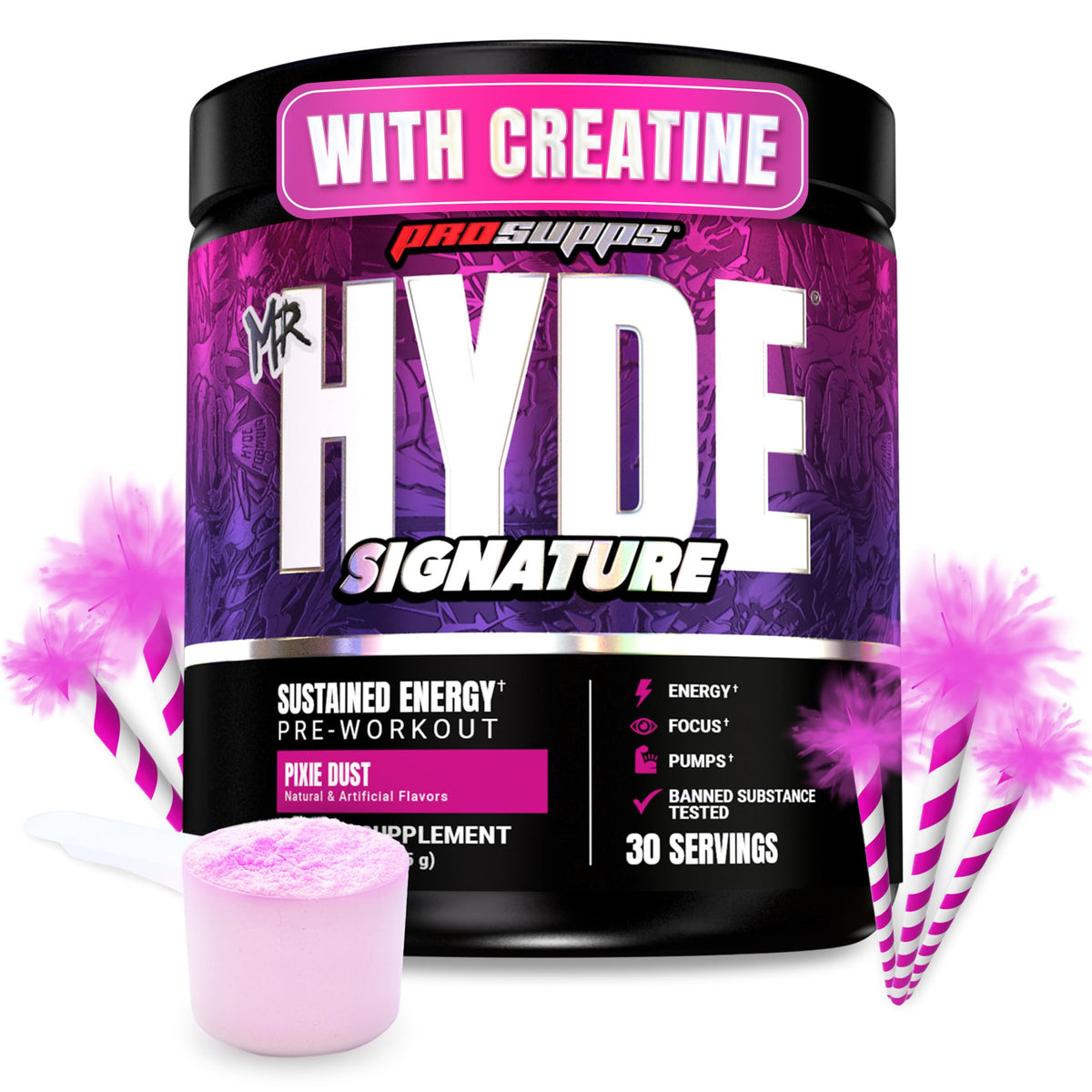 ProSupps Mr. Hyde frontal del envase mostrando diseño y tamaño