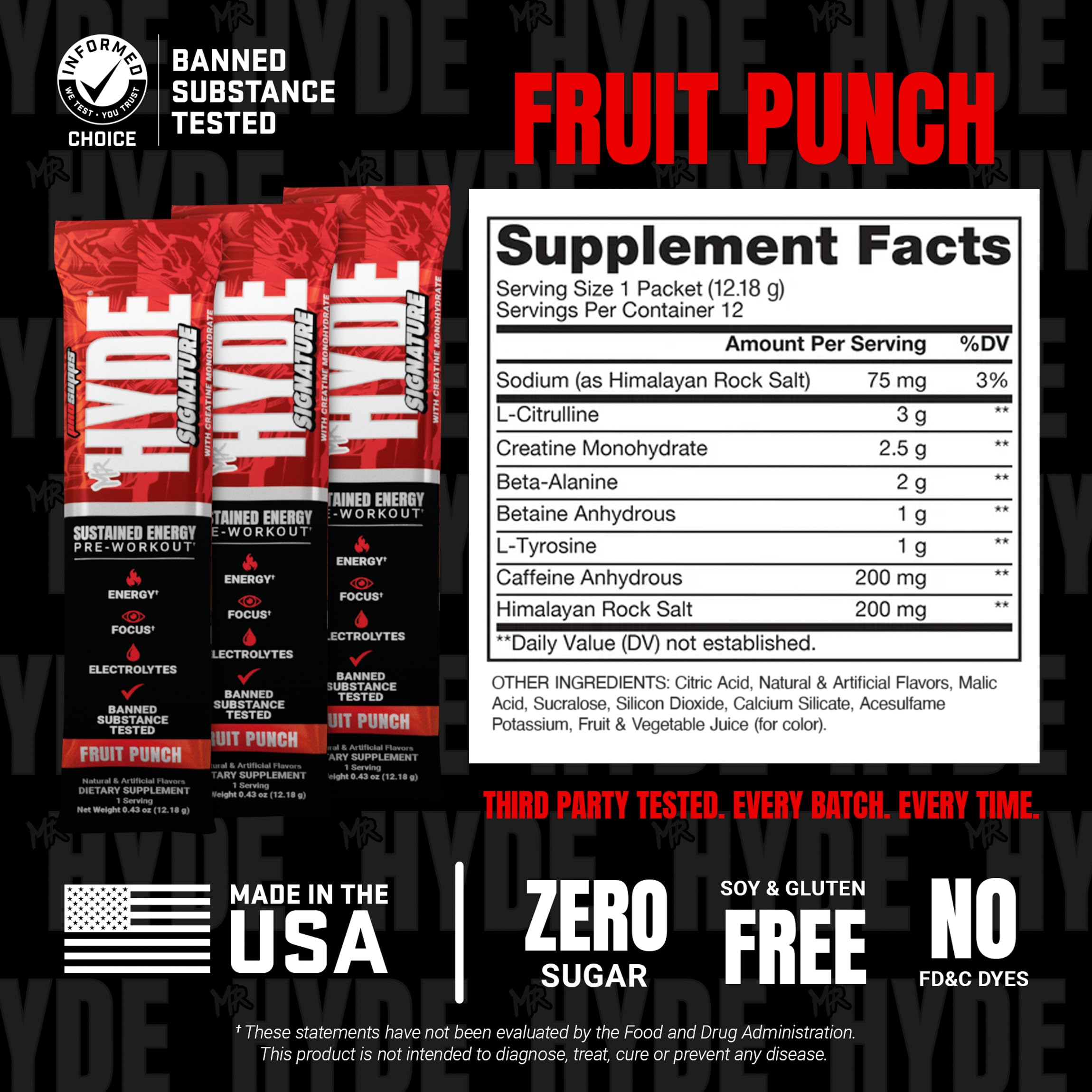 ProSupps Mr. Hyde etiqueta de ingredientes destacando creatina y cafeína