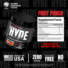 ProSupps Mr. Hyde Max Pump scoop junto a envase para comparar tamaño y dosis