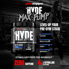 ProSupps polvo Mr. Hyde Max Pump primer plano que revela textura fina y mezcla fácil