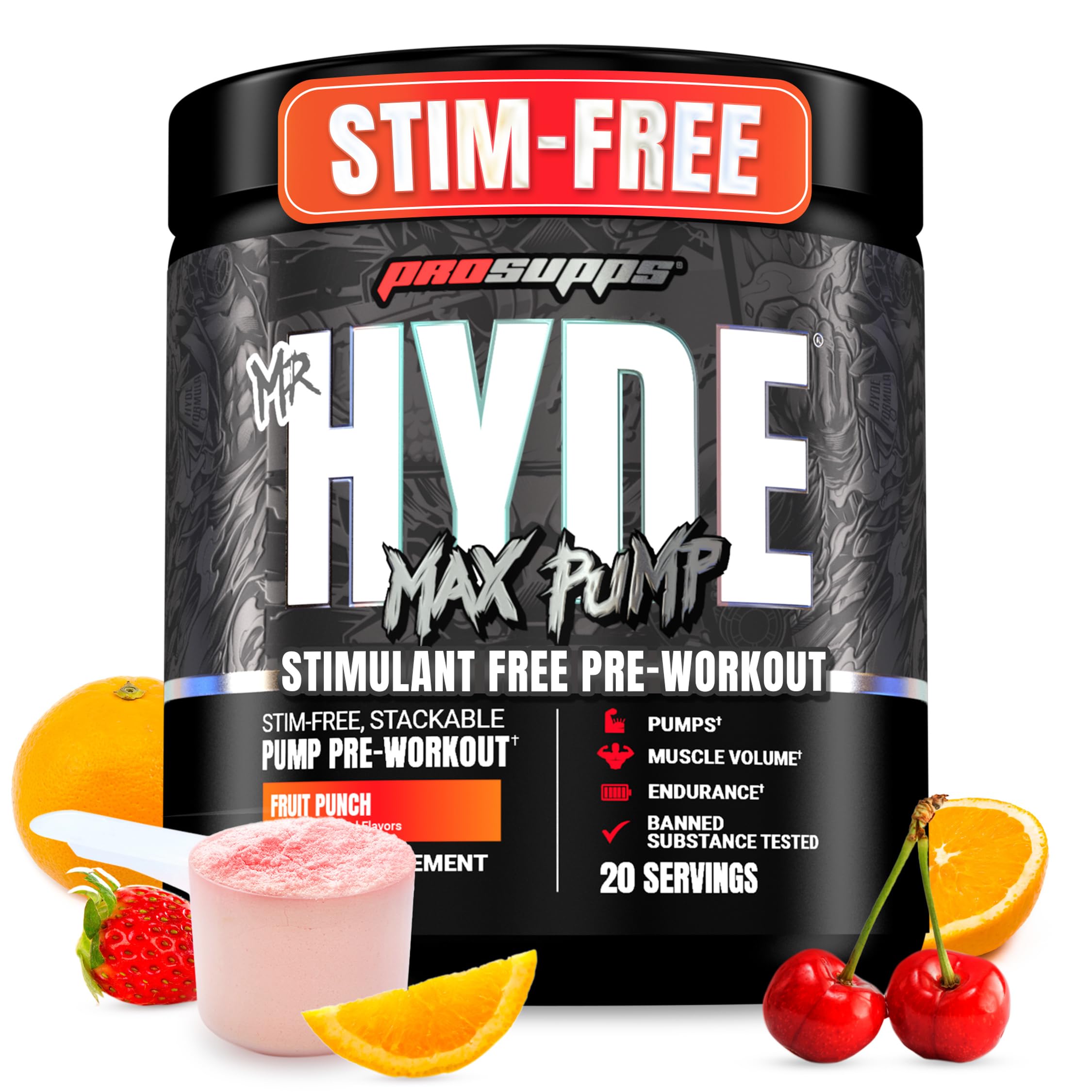 ProSupps Mr. Hyde Max Pump frente del envase mostrando presentación y beneficio de bombeo