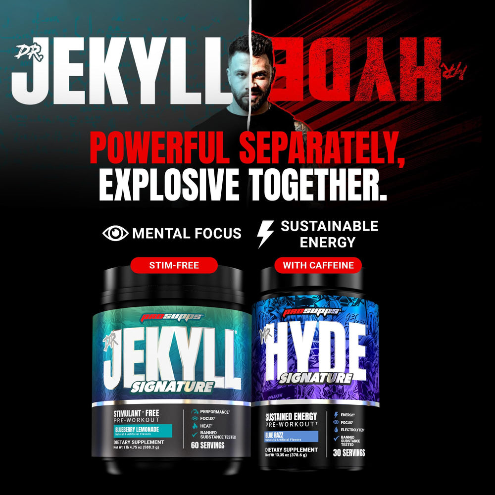 ProSupps Mr. Hyde Nightmare comparación de tamaño del tarro junto a botella de agua