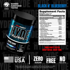 ProSupps Mr. Hyde Nightmare etiqueta con ingredientes y beneficios legibles