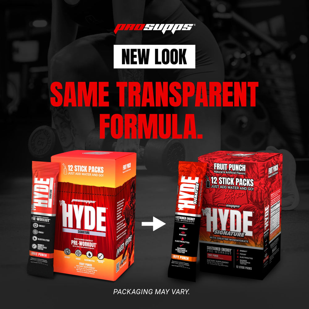 ProSupps Mr. Hyde polvo en agua ilustrando color y disolución uniforme