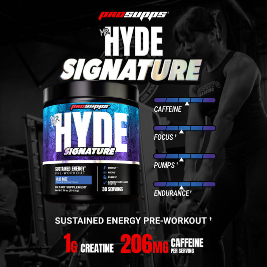 ProSupps Mr. Hyde textura del polvo destacando mezcla fina