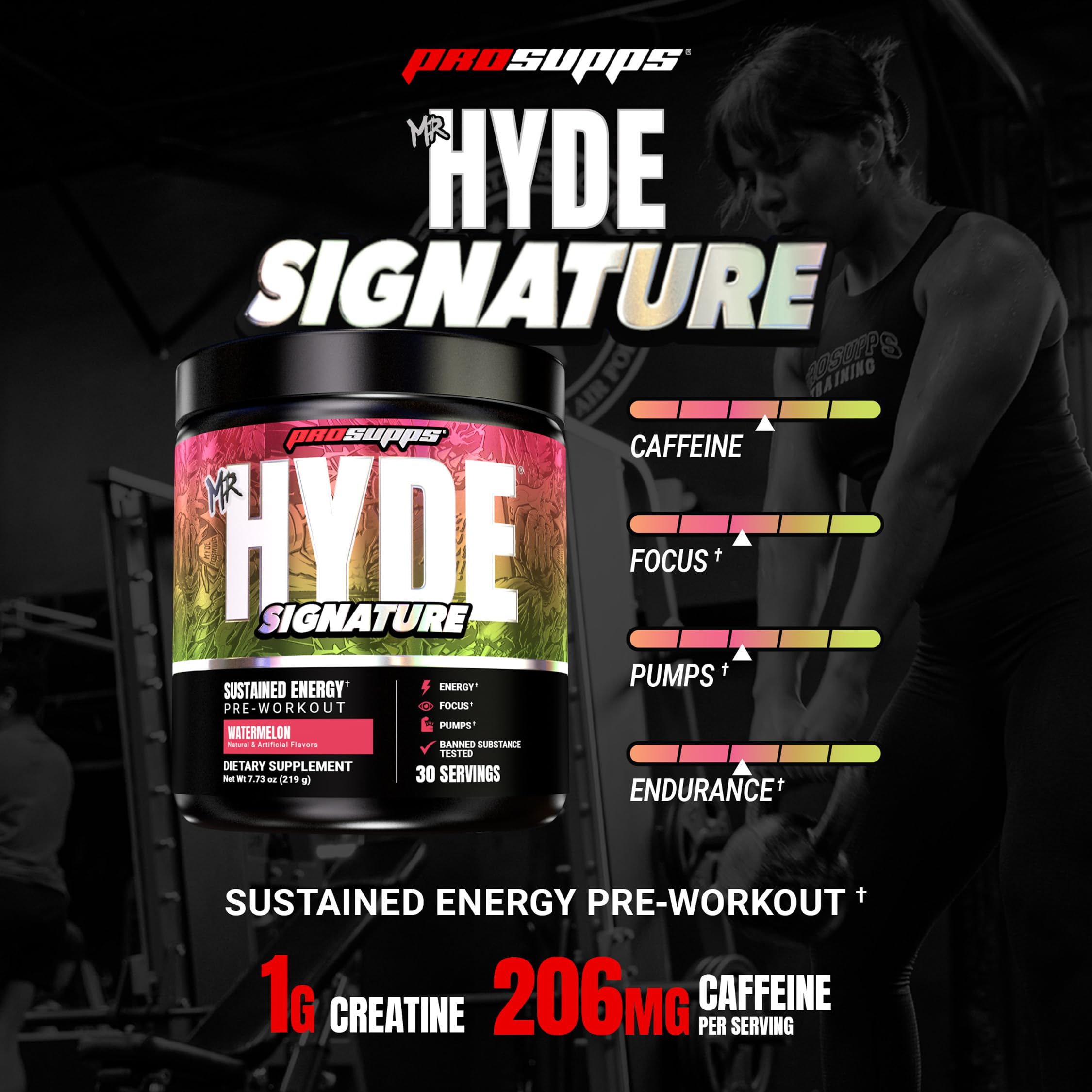 ProSupps Mr. Hyde textura del polvo en cuchara con detalle y mezcla rápida