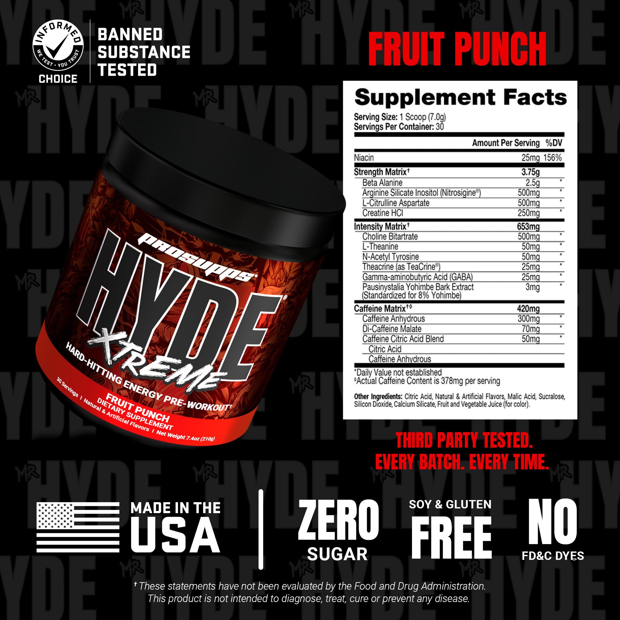 ProSupps Mr. Hyde Xtreme comparación de tamaño en manos para referencia de escala