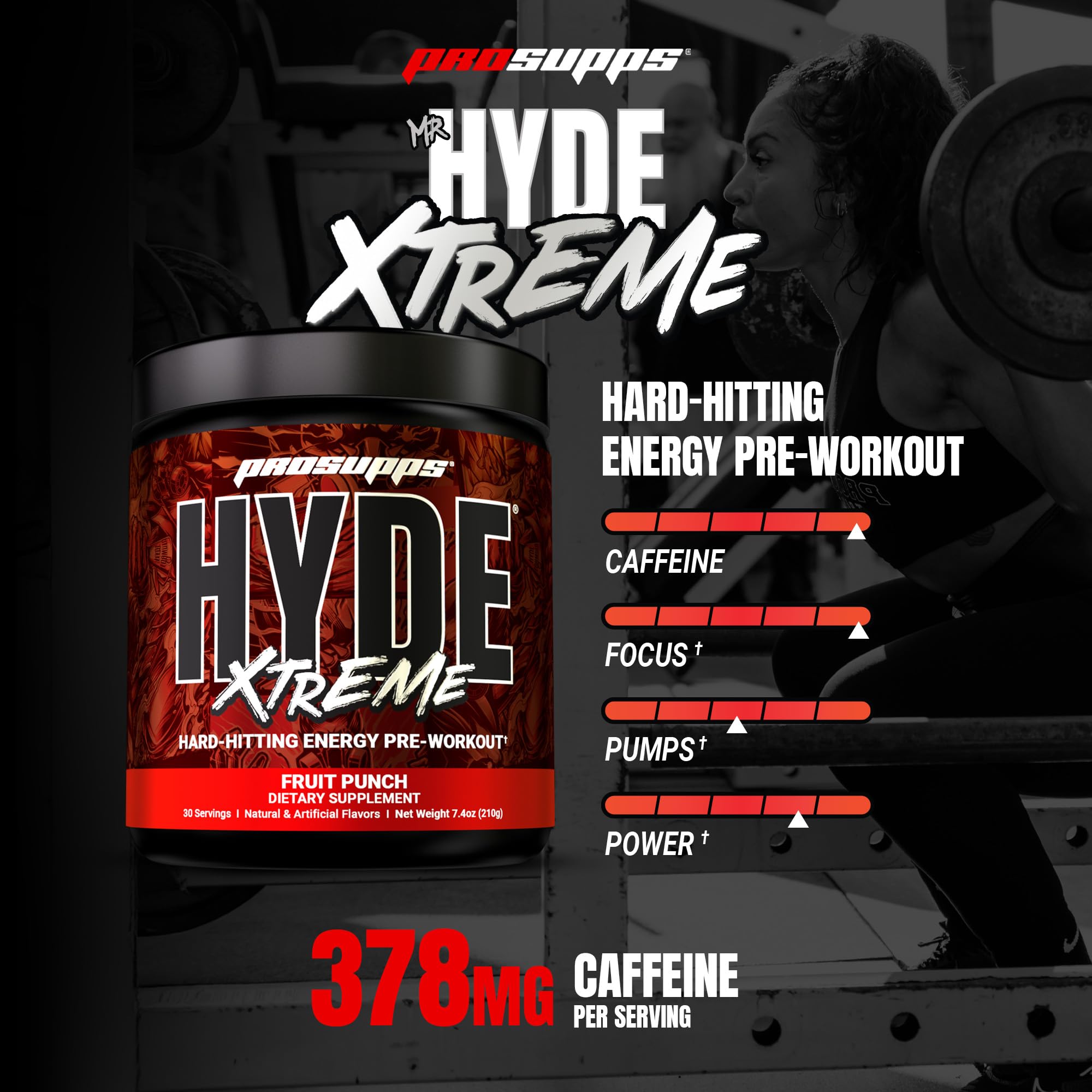 ProSupps Mr. Hyde Xtreme polvo en cuchara mostrando textura y disolución rápida