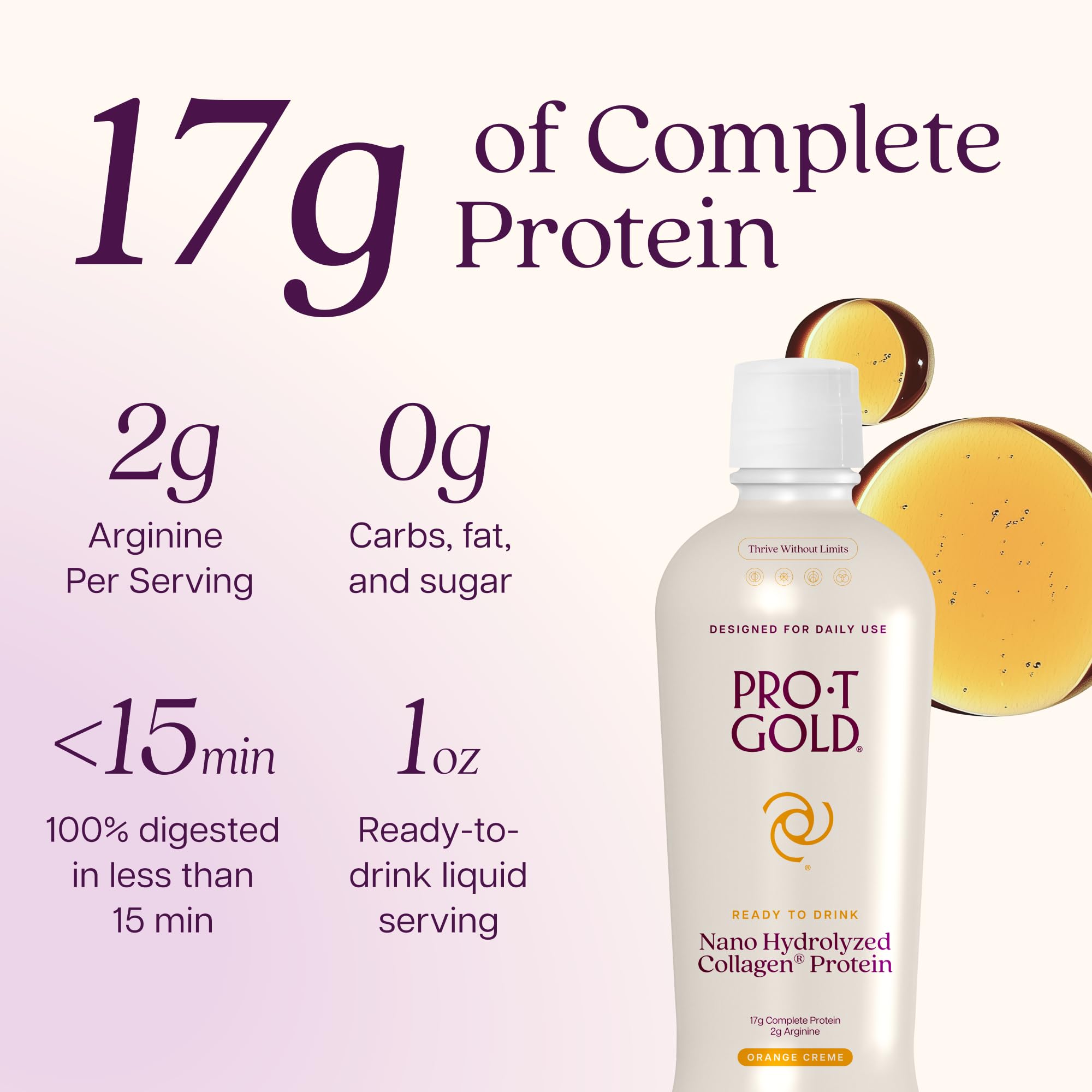 ProT Gold porción lista para beber en mano, conveniencia inmediata para entrenamiento