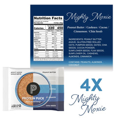 Protein Puck comparación de tamaño mostrando barra más grande que estándar
