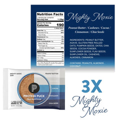 Protein Puck etiqueta nutricional destacando proteínas y limpieza