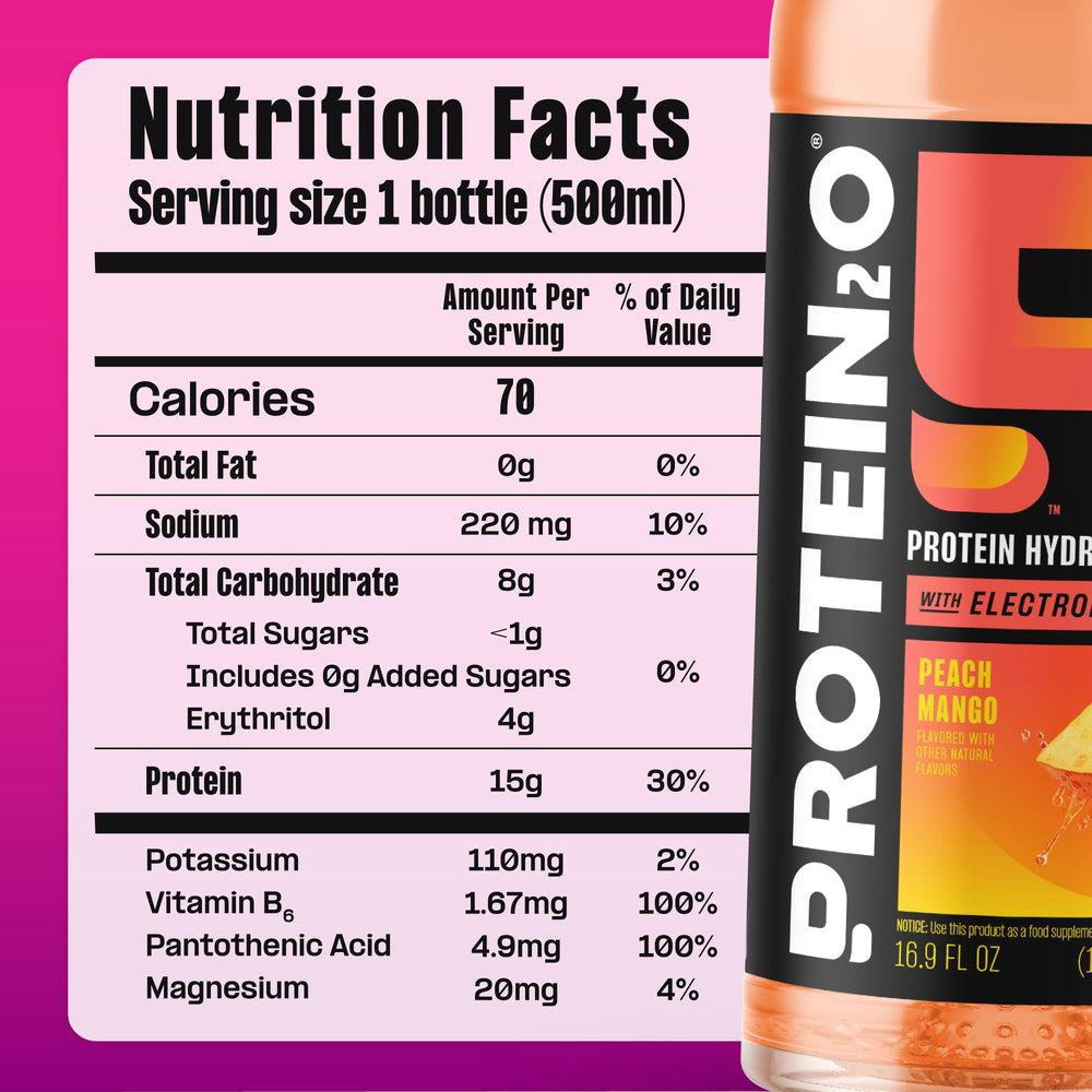 Protein2o botella sobre toalla en gimnasio resaltando hidratación post-entrenamiento