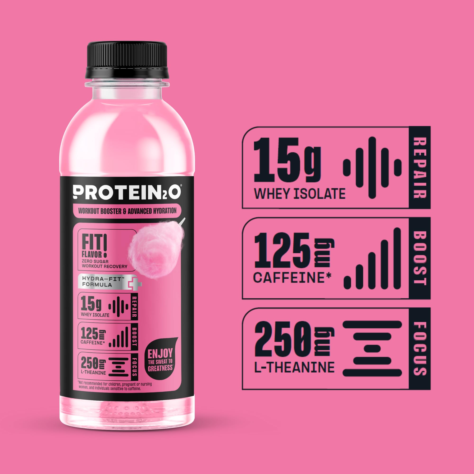 Protein2o comparación de tamaño con mano para entender volumen y portabilidad