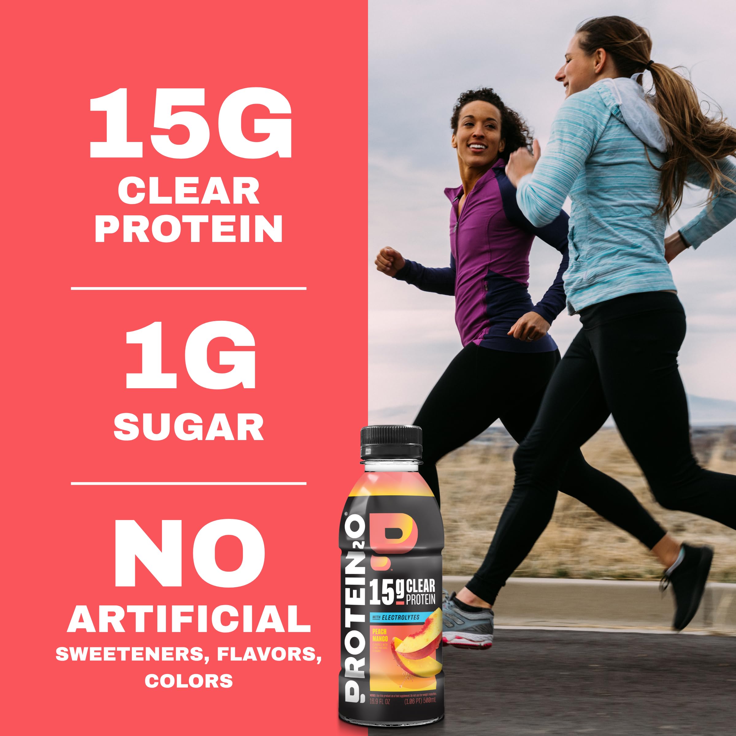 Detalle de etiqueta nutricional Protein2o destaca 15 g de proteína y electrolitos