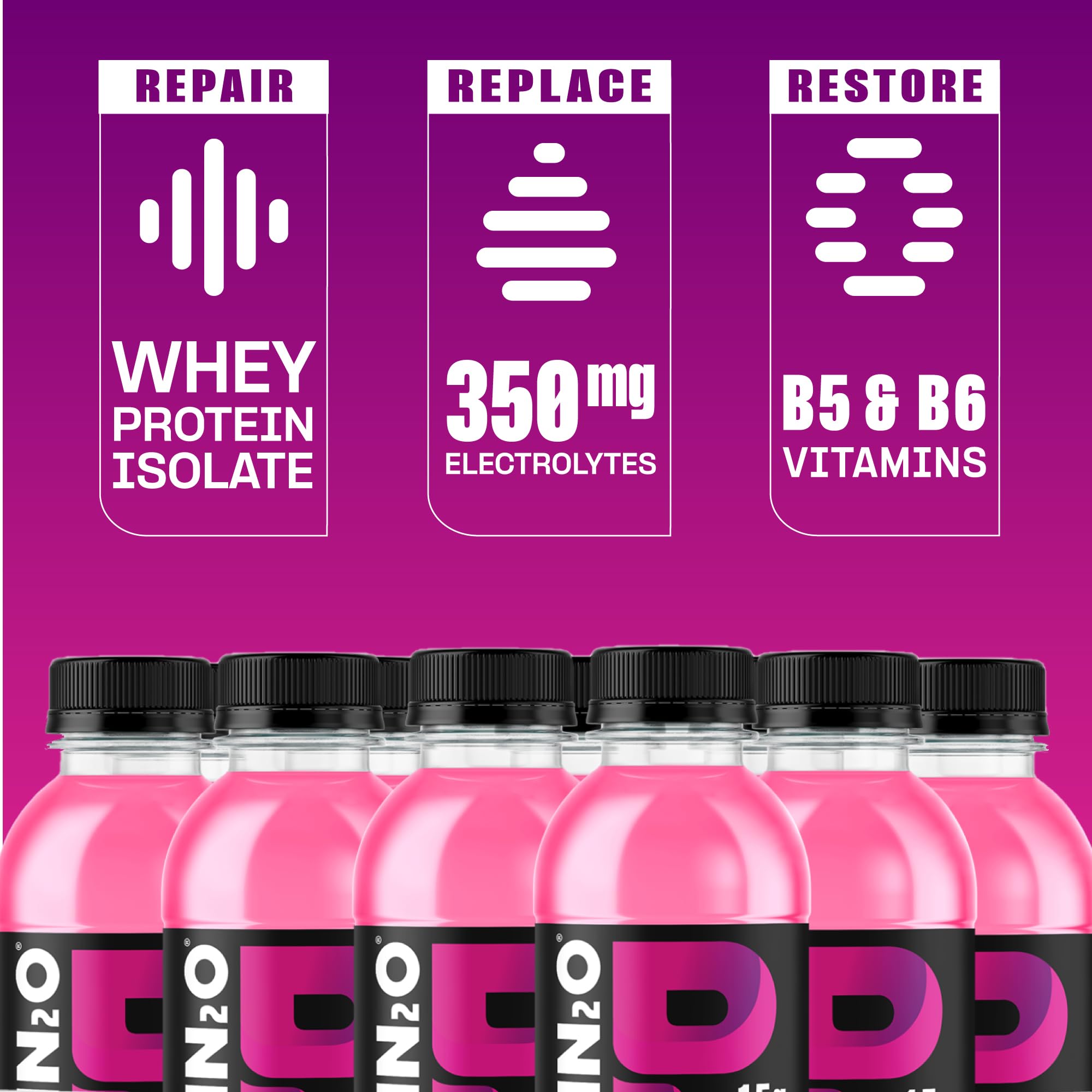 Protein2o detalle de etiqueta nutricional que muestra electrolitos y vitaminas B5 B6