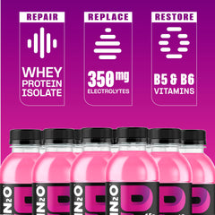 Protein2o detalle de etiqueta nutricional que muestra electrolitos y vitaminas B5 B6