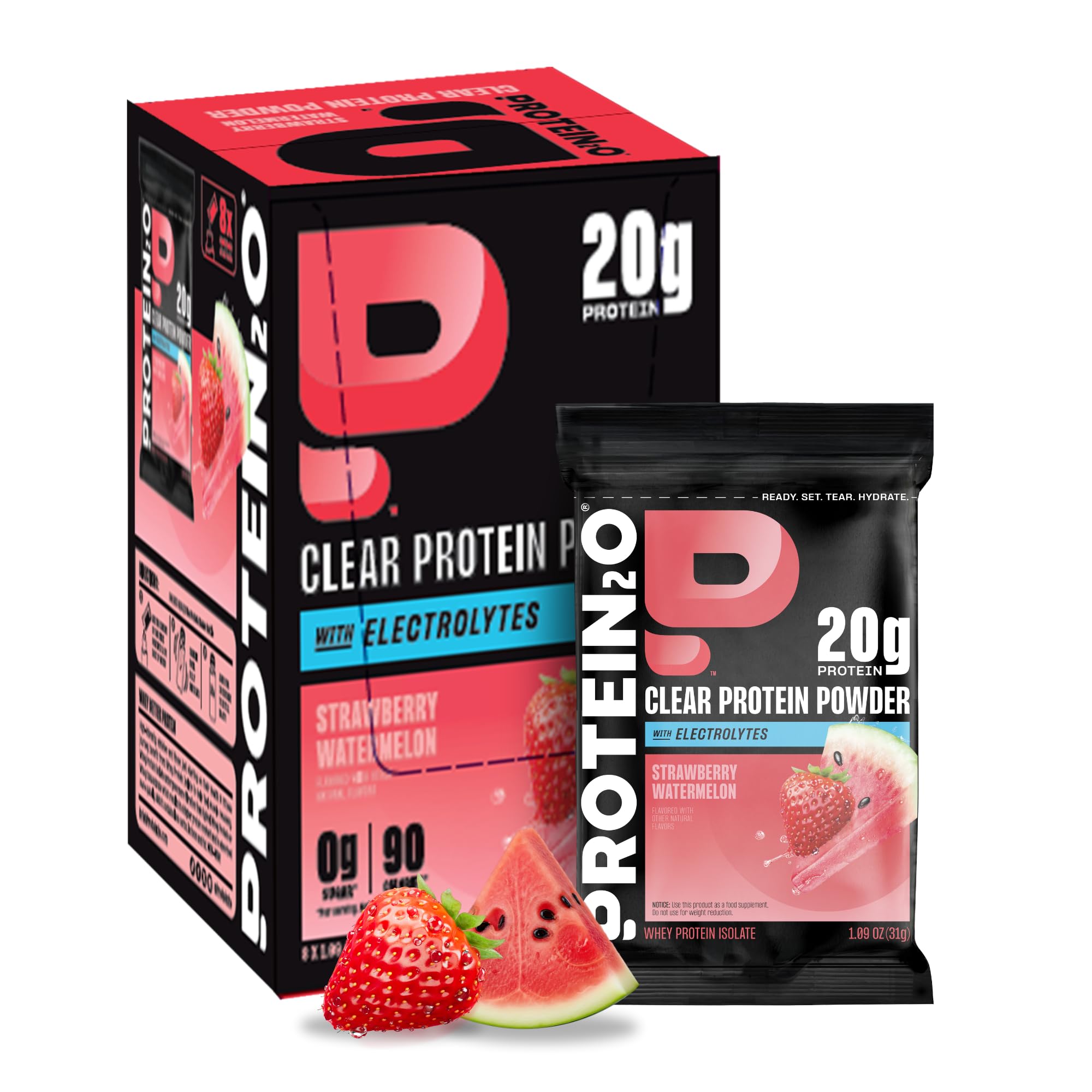 Protein2o frente del empaque mostrando sabor y beneficios